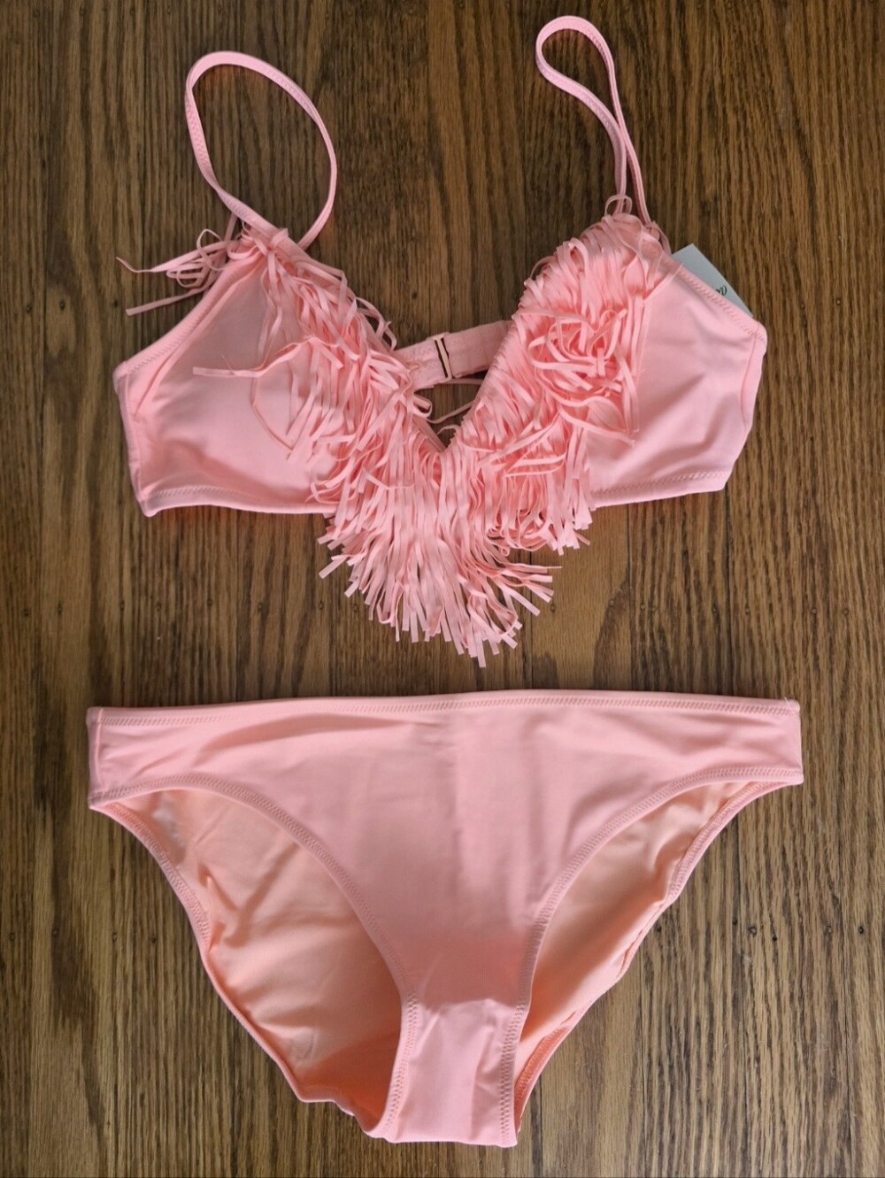 Bikini Set Swimsuit Aerie American Eagle Hot Sexy Neon Orange Fringes New